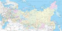 Фотообои Карта РФ Регионы и крупные города, 2 х 1 м